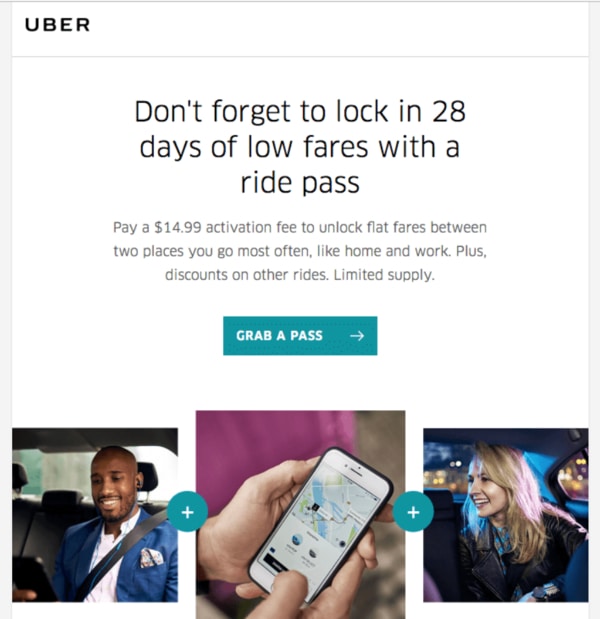 example of a marketing email from uber