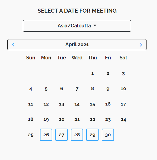 Select Date for meeting 