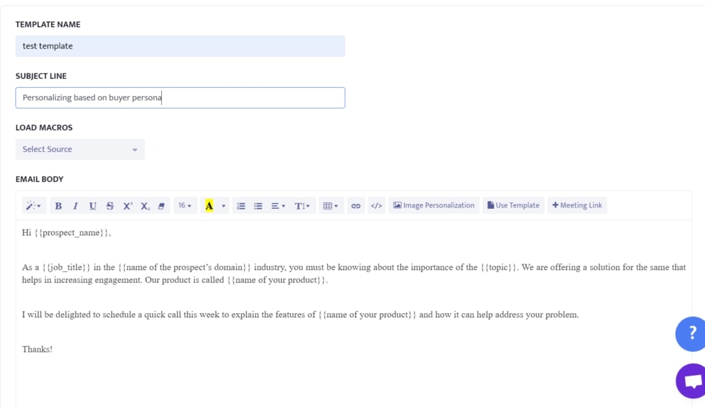 Example of personalizing emails based on buyer persona