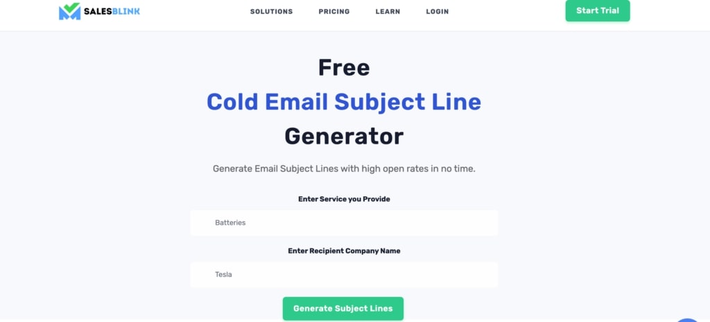 Free cold email subject line generator - Salesblink