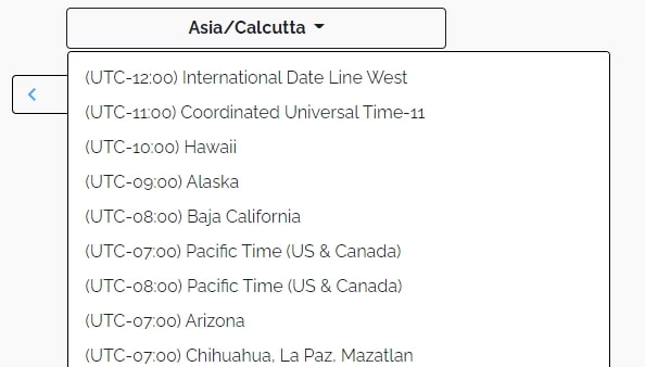 Meeting Scheduler - Choose a time zone 
