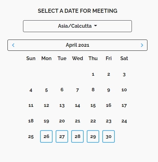Meeting Scheduler - Select a Date