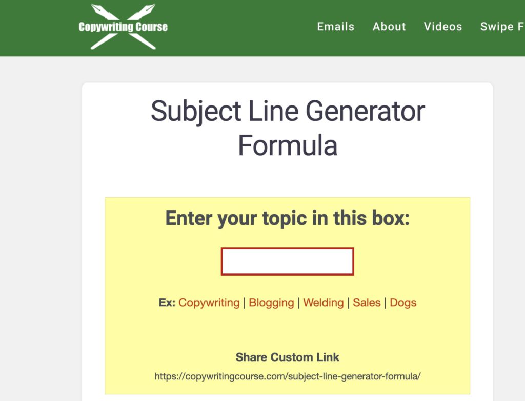 Free Email Subject Line Generator - Copywriting course