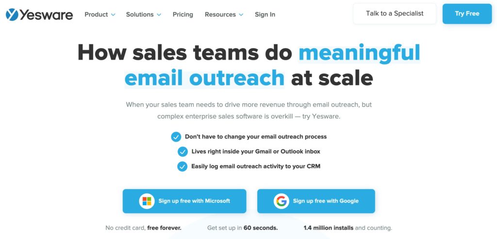 Yesware - cold email software