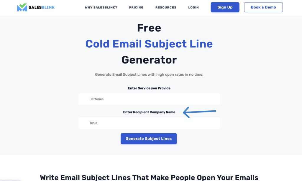 Enter Recipient Company Name - Free Email Subject Line Generator 