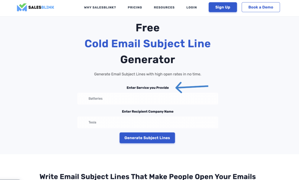 Enter Service You Provide - Free Email Subject Line Generator 