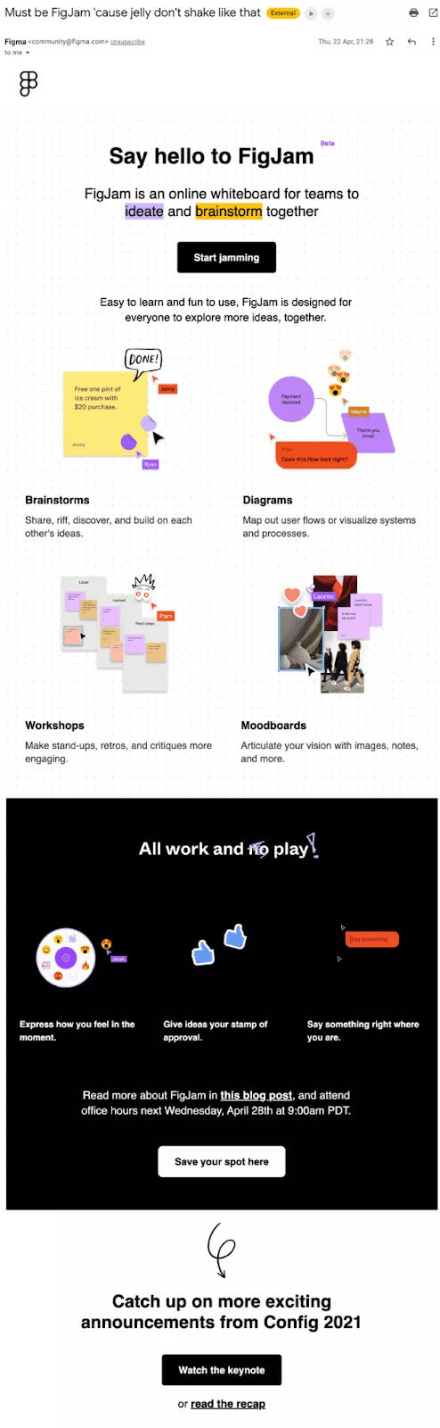 Fig Jam’s product launch email