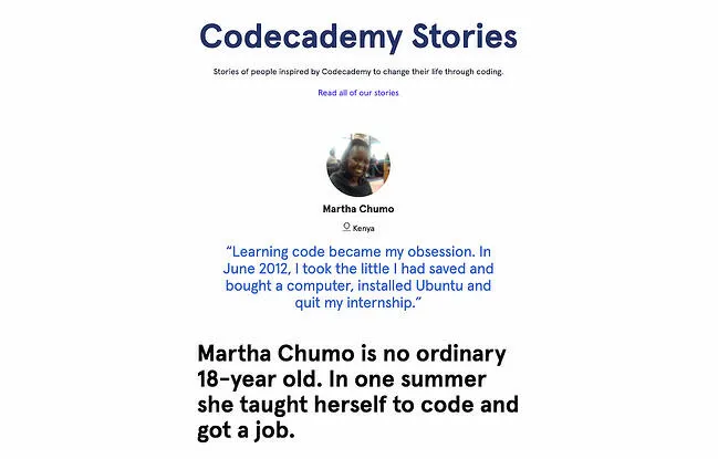 Codecademy Stories