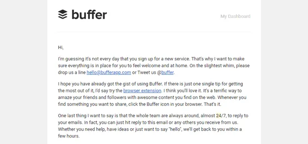 Buffer's email marketing campaign