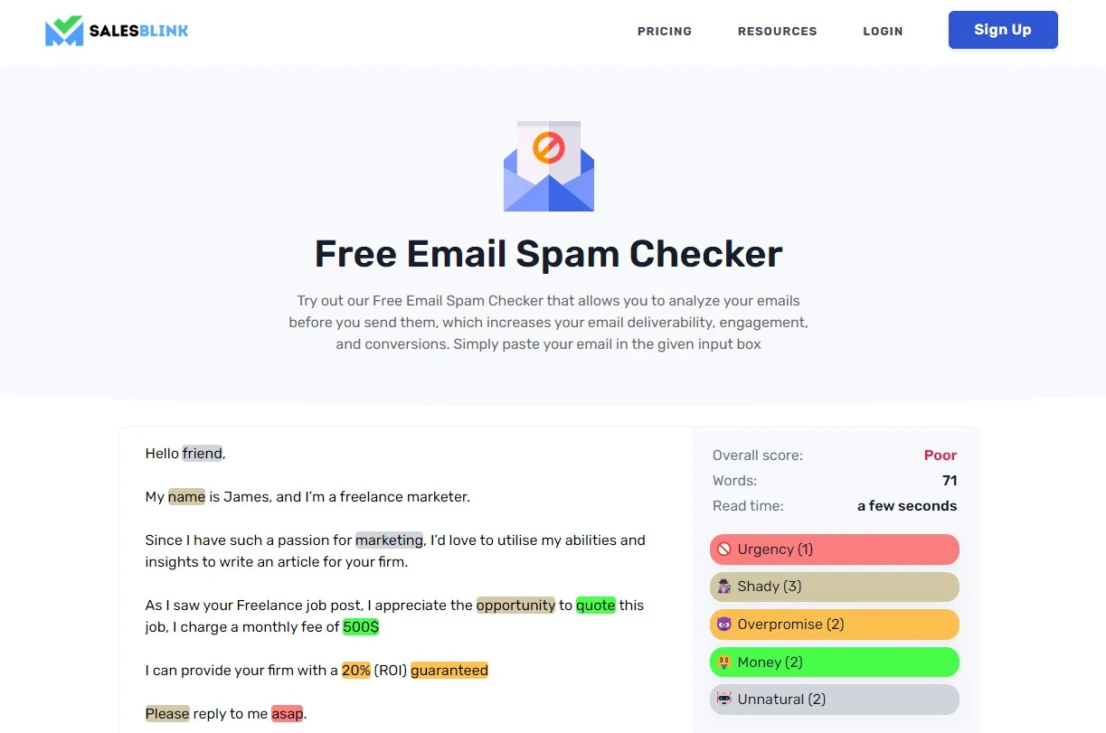 Use email checkers for spam scores