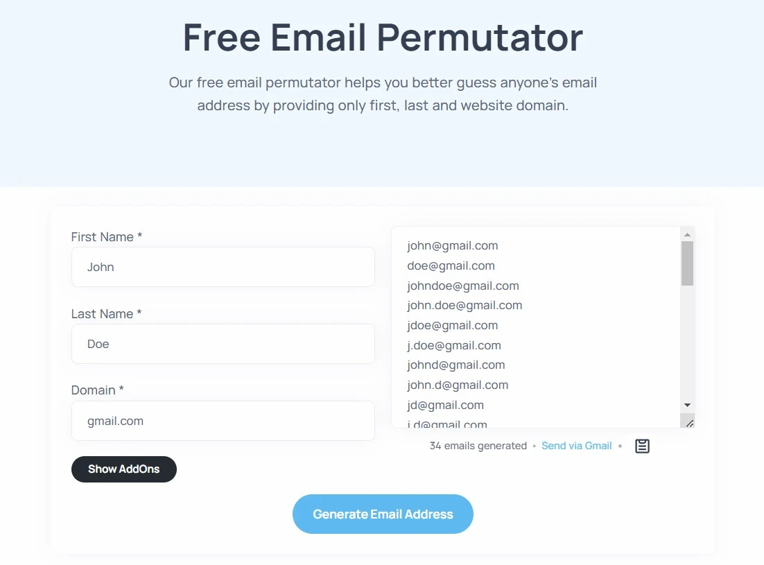 Free Email Permutator