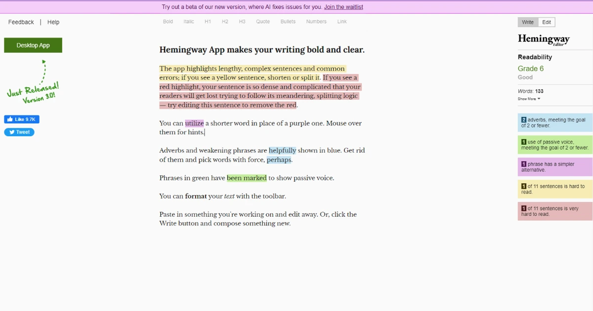 Hemingway App