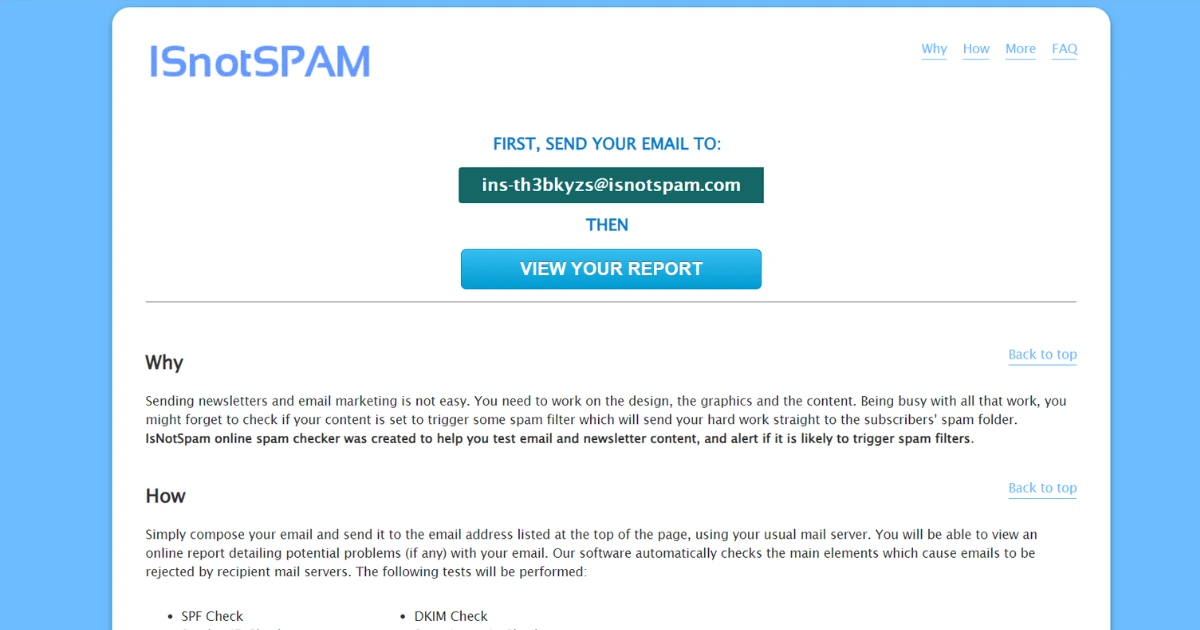 Is Not Spam - subject line tester