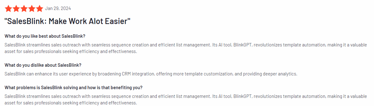SalesBlink User Reviews